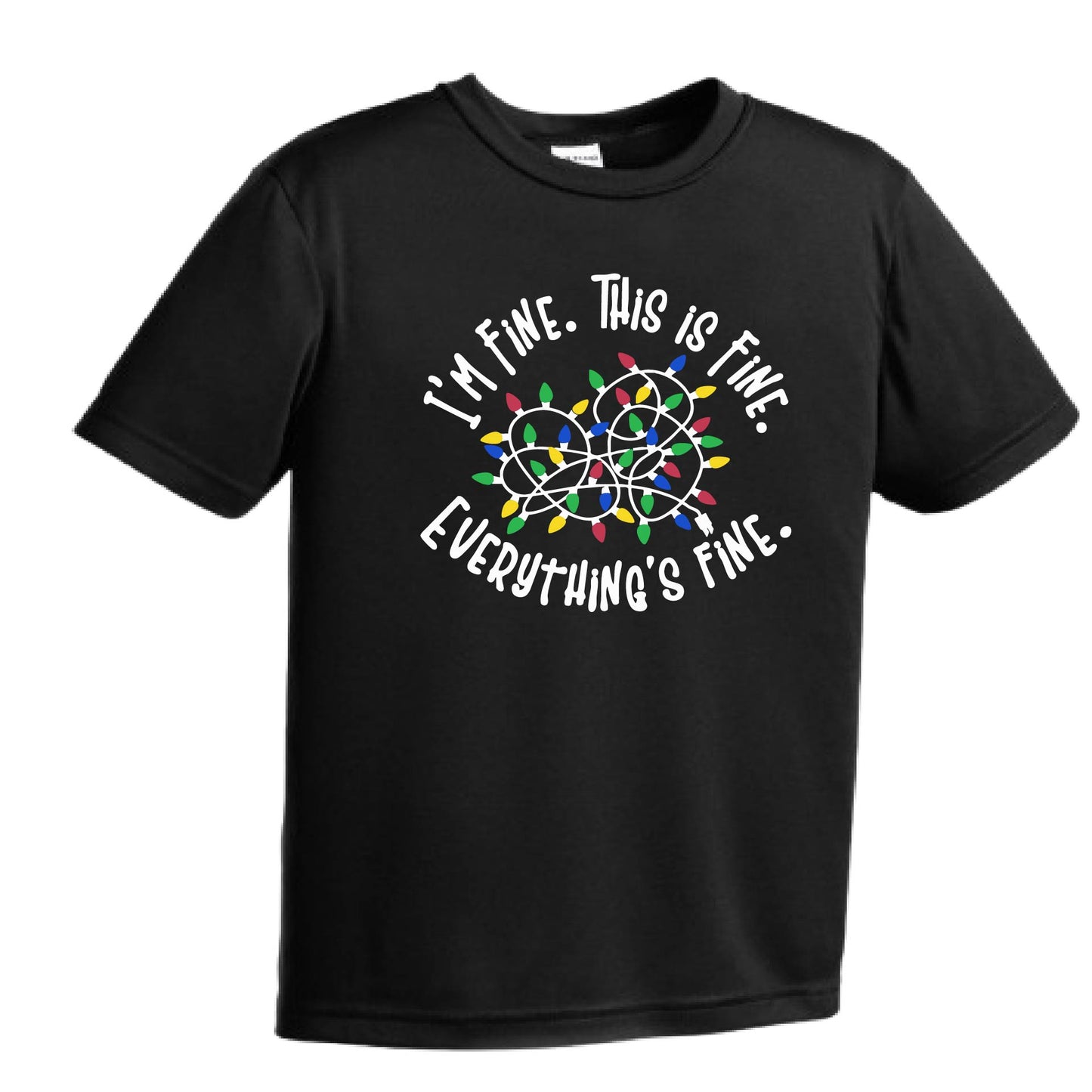 I'm Fine This is Fine Christmas | Youth Short Sleeve Performance T-Shirts | 100% Polyester