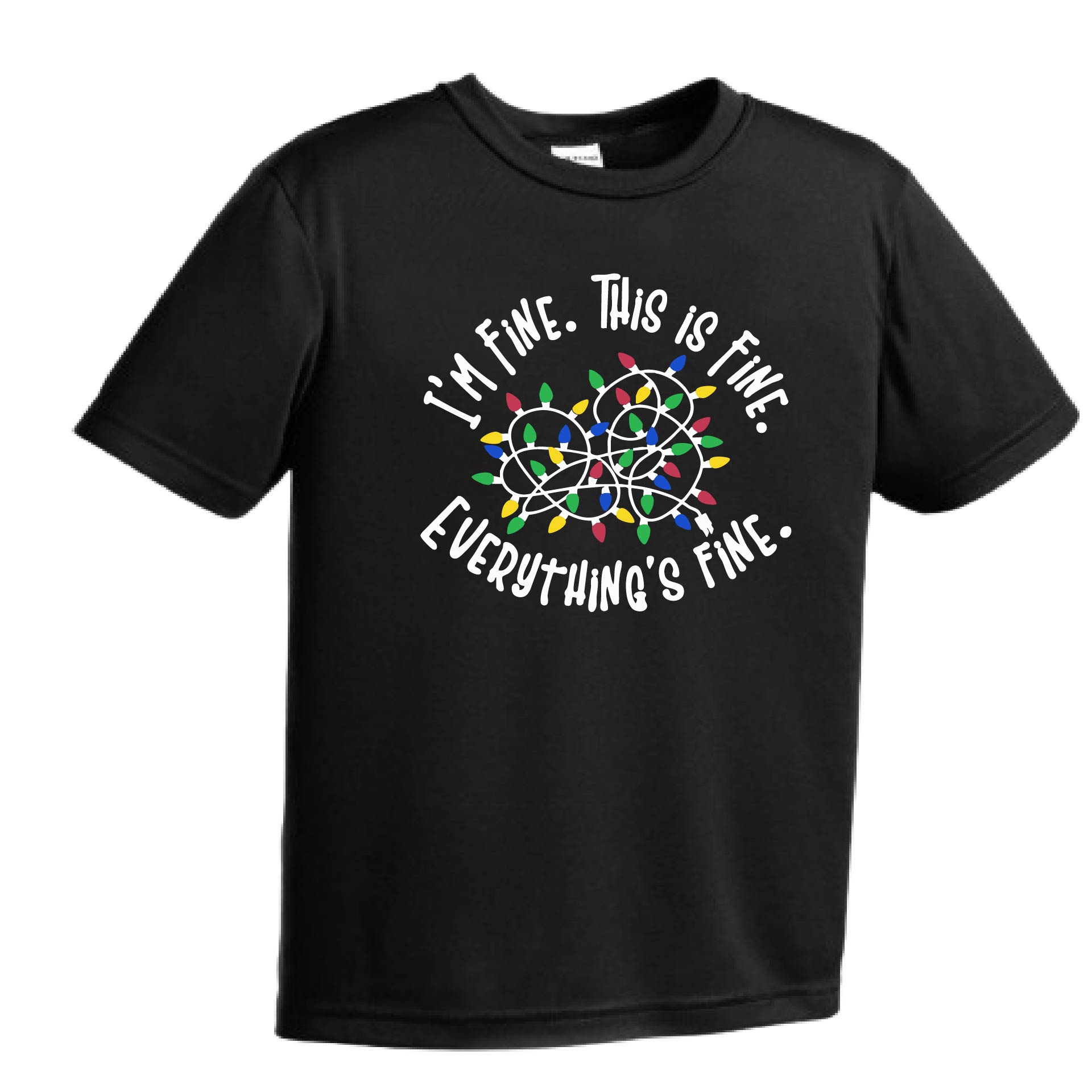 I'm Fine This is Fine Christmas | Youth Short Sleeve Performance T-Shirts | 100% Polyester