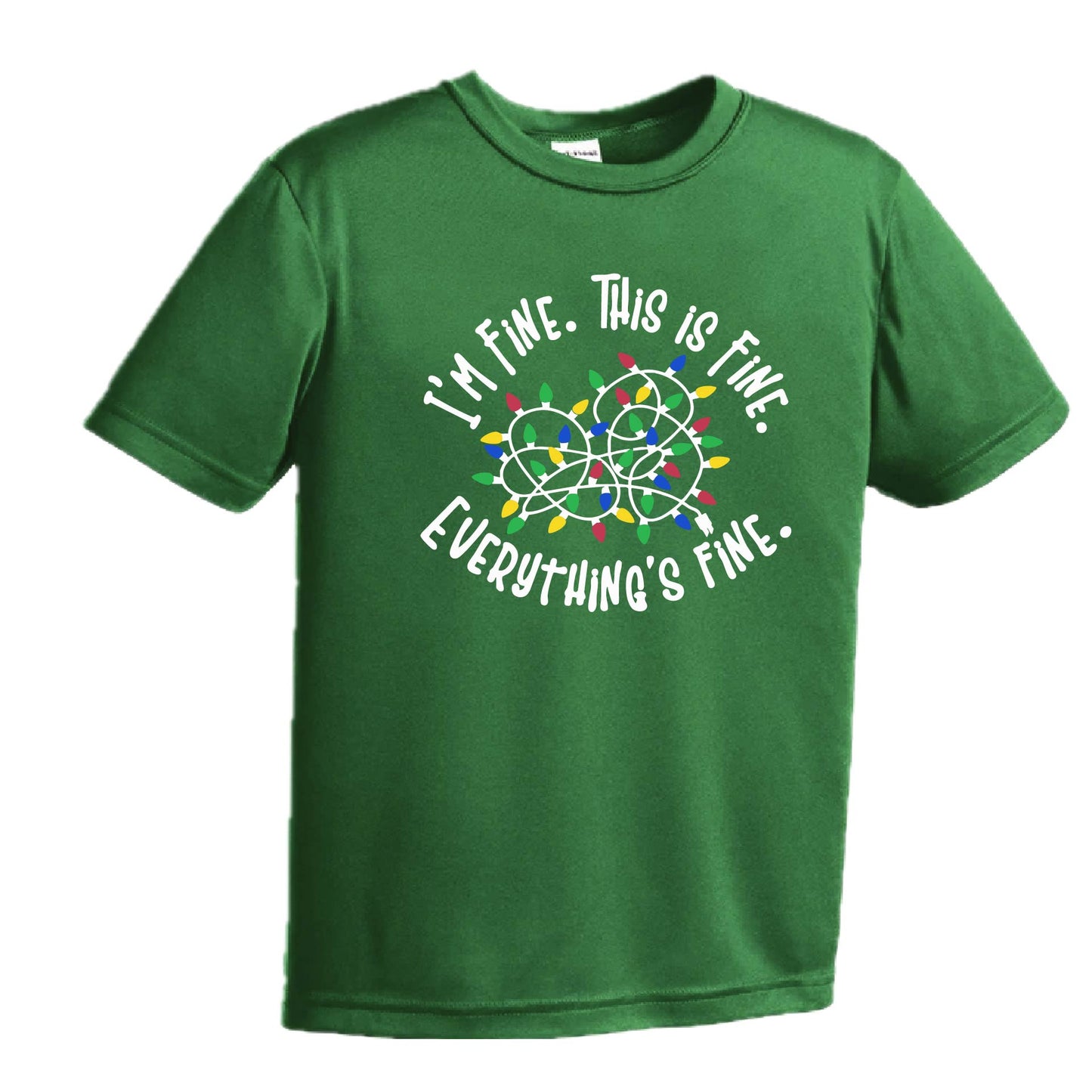 I'm Fine This is Fine Christmas | Youth Short Sleeve Performance T-Shirts | 100% Polyester