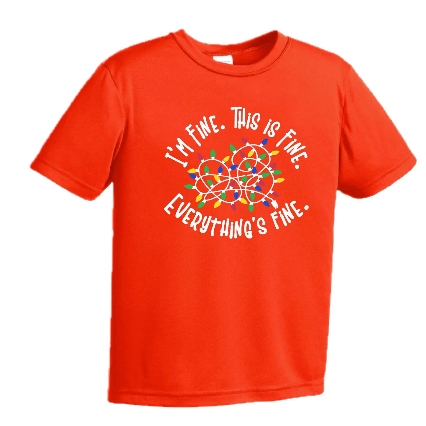 I'm Fine This is Fine Christmas | Youth Short Sleeve Performance T-Shirts | 100% Polyester