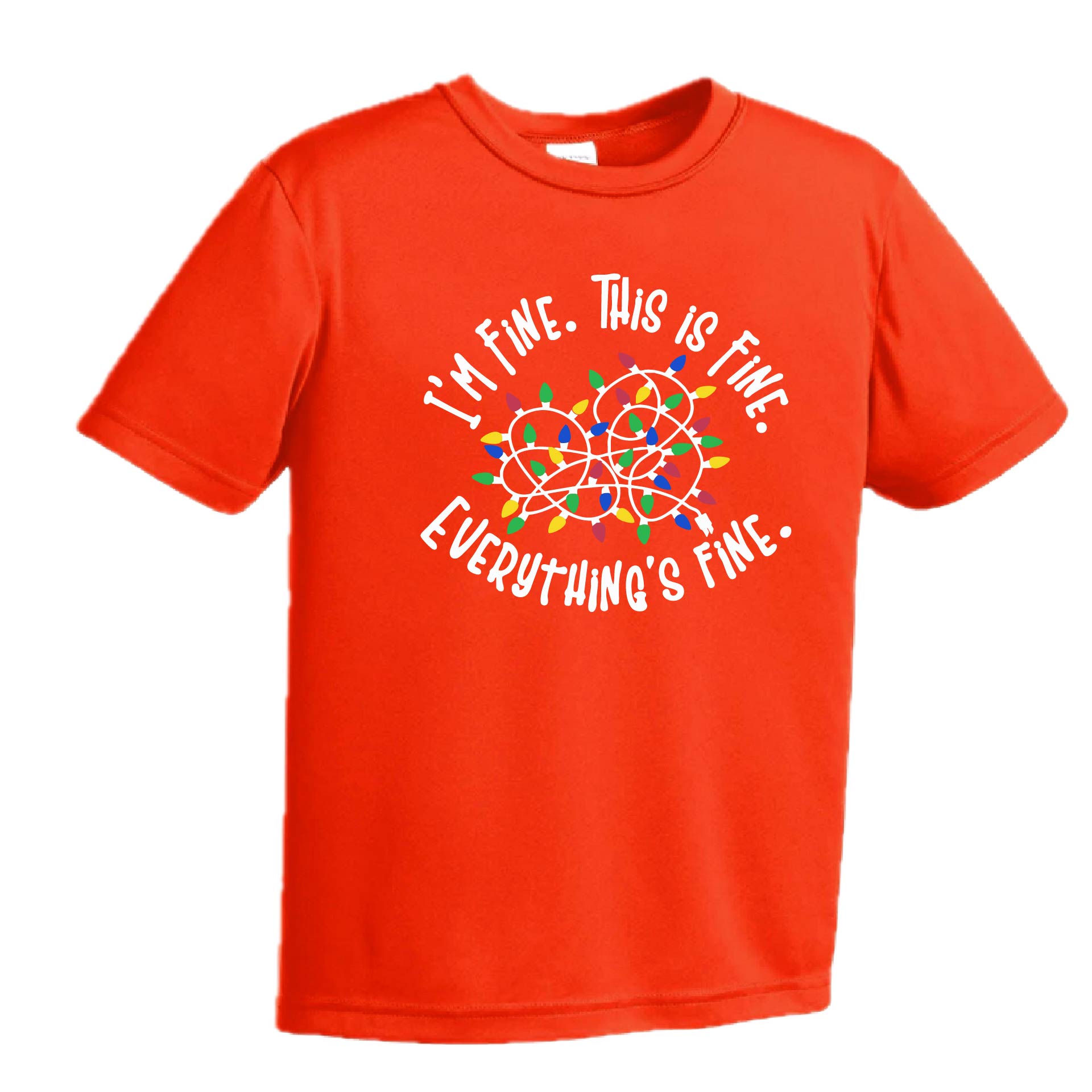 I'm Fine This is Fine Christmas | Youth Short Sleeve Performance T-Shirts | 100% Polyester