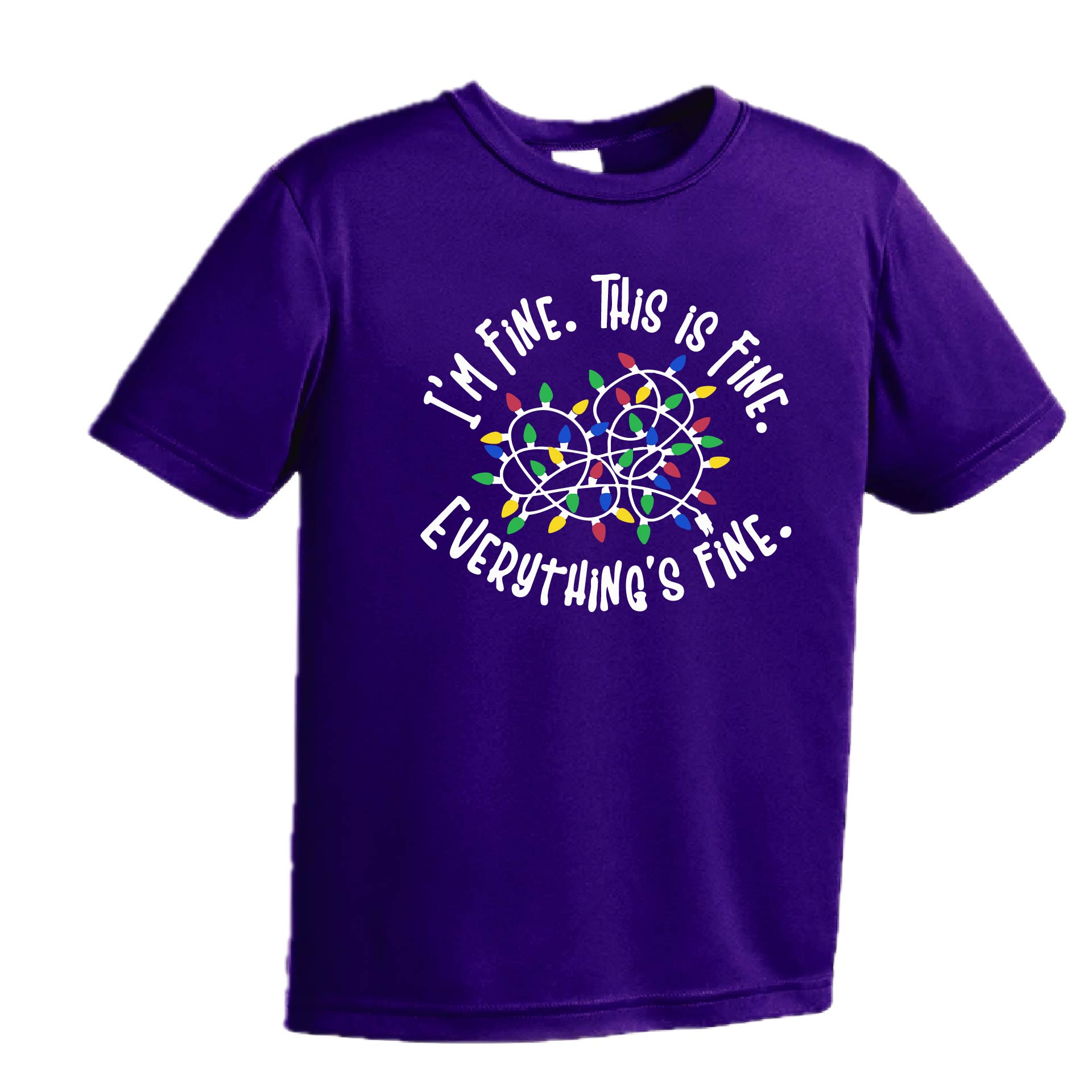 I'm Fine This is Fine Christmas | Youth Short Sleeve Performance T-Shirts | 100% Polyester