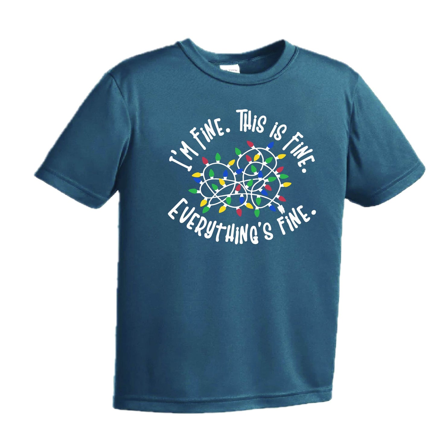 I'm Fine This is Fine Christmas | Youth Short Sleeve Performance T-Shirts | 100% Polyester