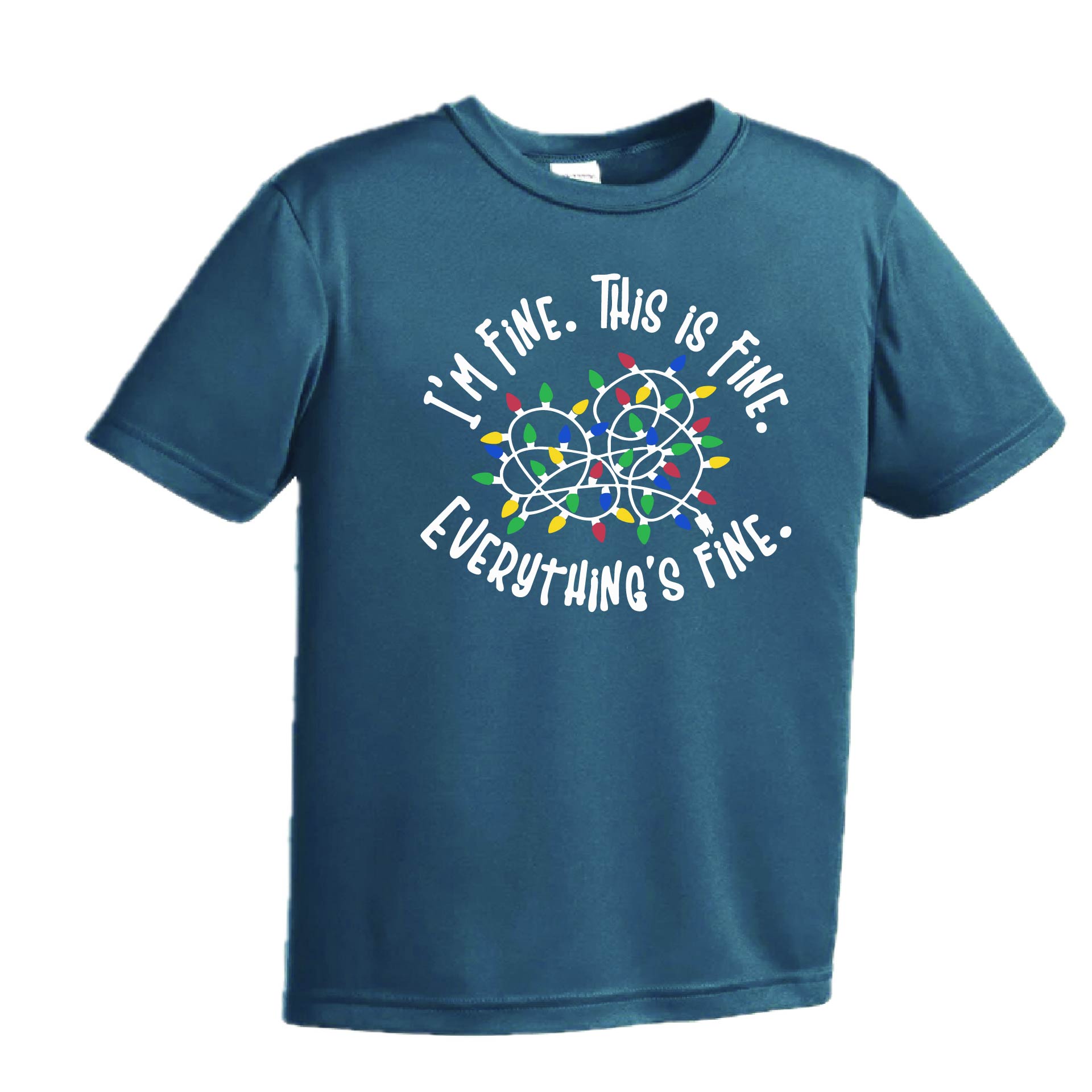 I'm Fine This is Fine Christmas | Youth Short Sleeve Performance T-Shirts | 100% Polyester