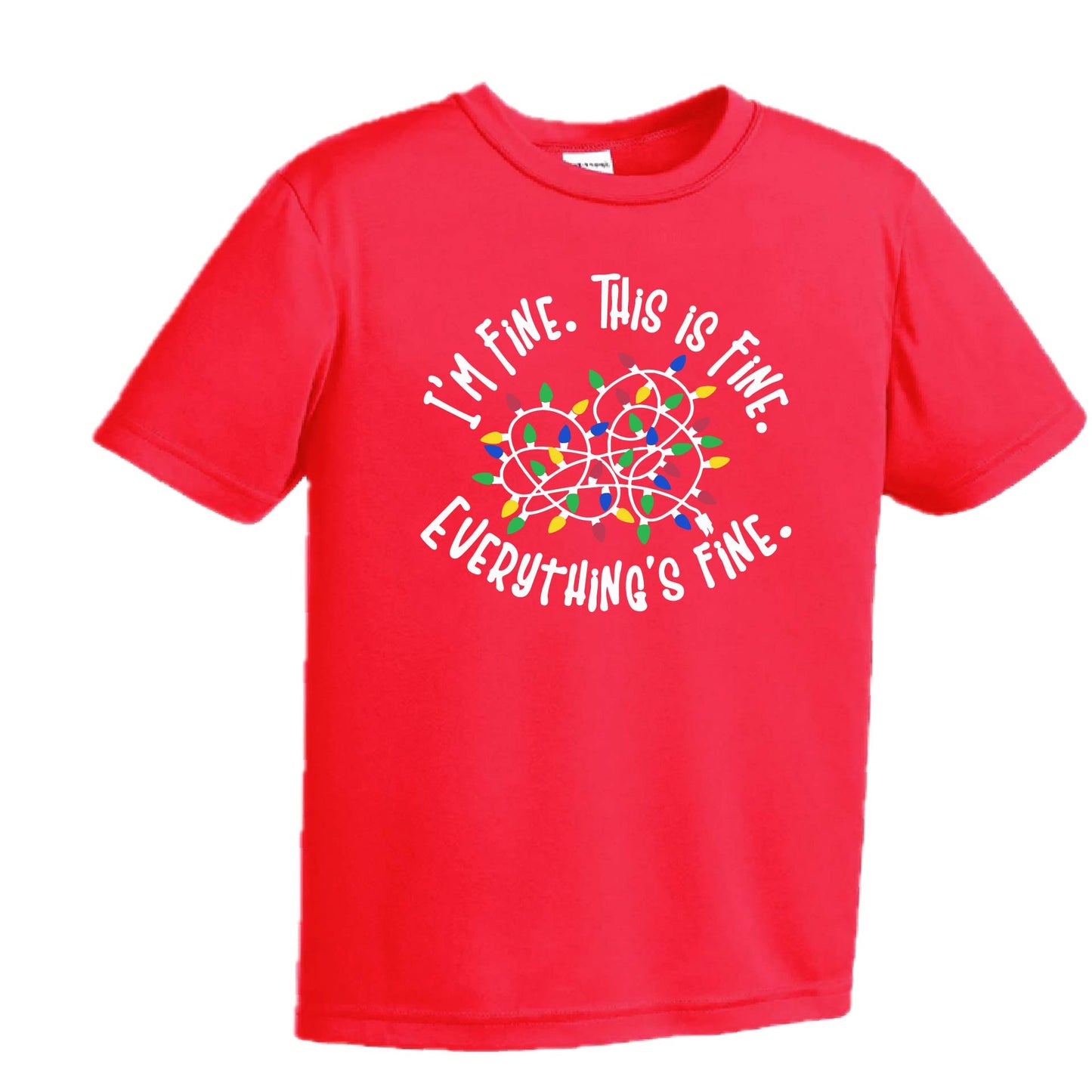 I'm Fine This is Fine Christmas | Youth Short Sleeve Performance T-Shirts | 100% Polyester