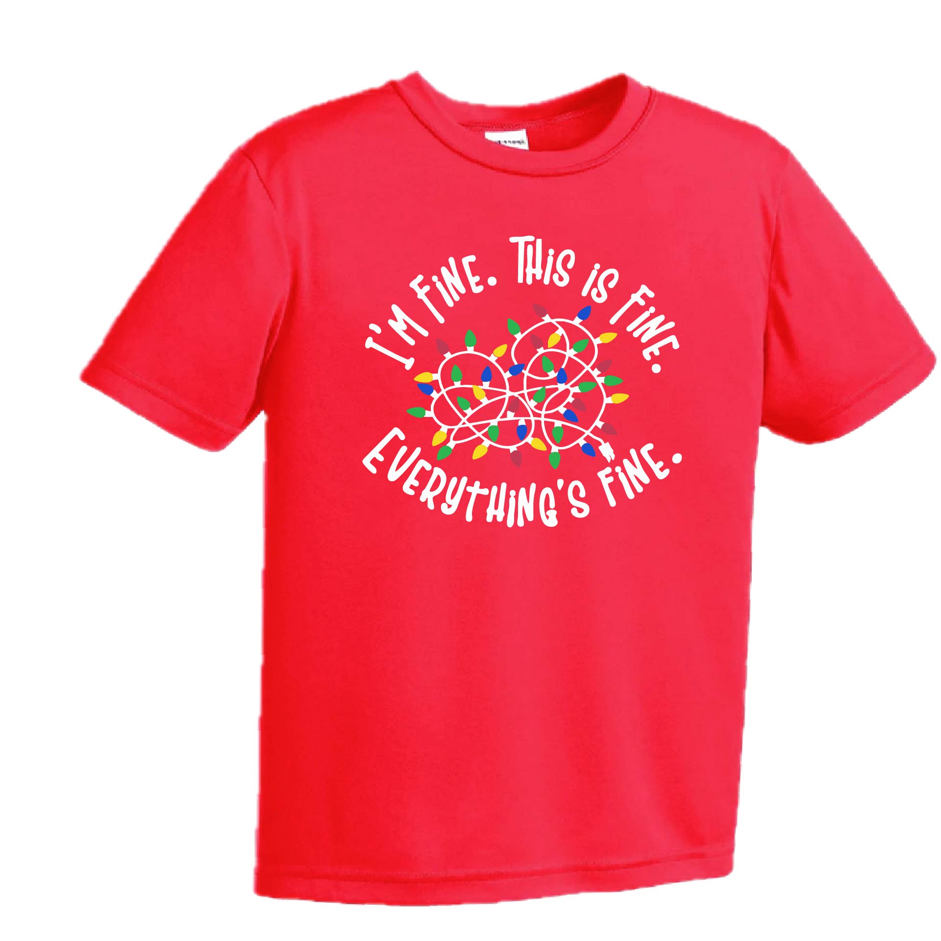 I'm Fine This is Fine Christmas | Youth Short Sleeve Performance T-Shirts | 100% Polyester