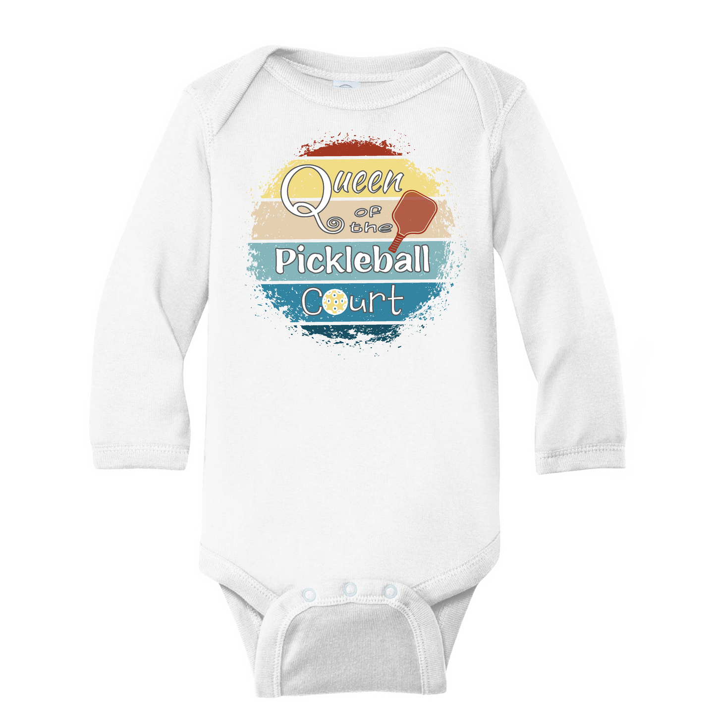 Queen of the Pickleball Court | Infant Long Sleeve Onesie | 100% Cotton