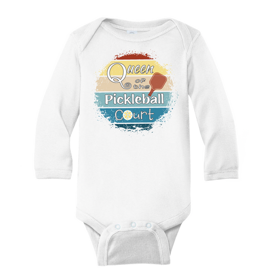 Queen of the Pickleball Court | Infant Long Sleeve Onesie | 100% Cotton