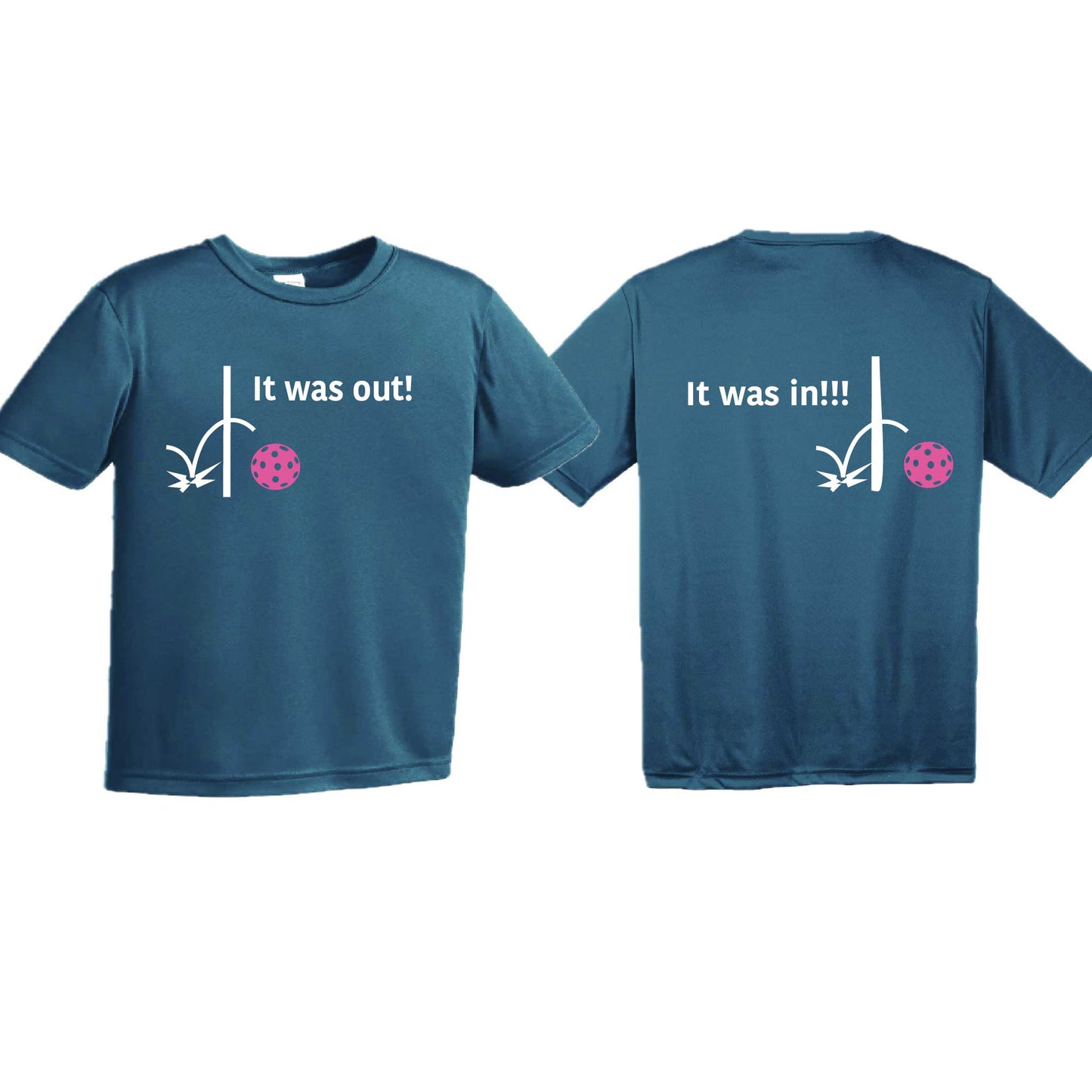 It Was Out! It Was In! (10 Custom Pickleball Colors) | Youth Short Sleeve Pickleball T-Shirts | 100% Polyester