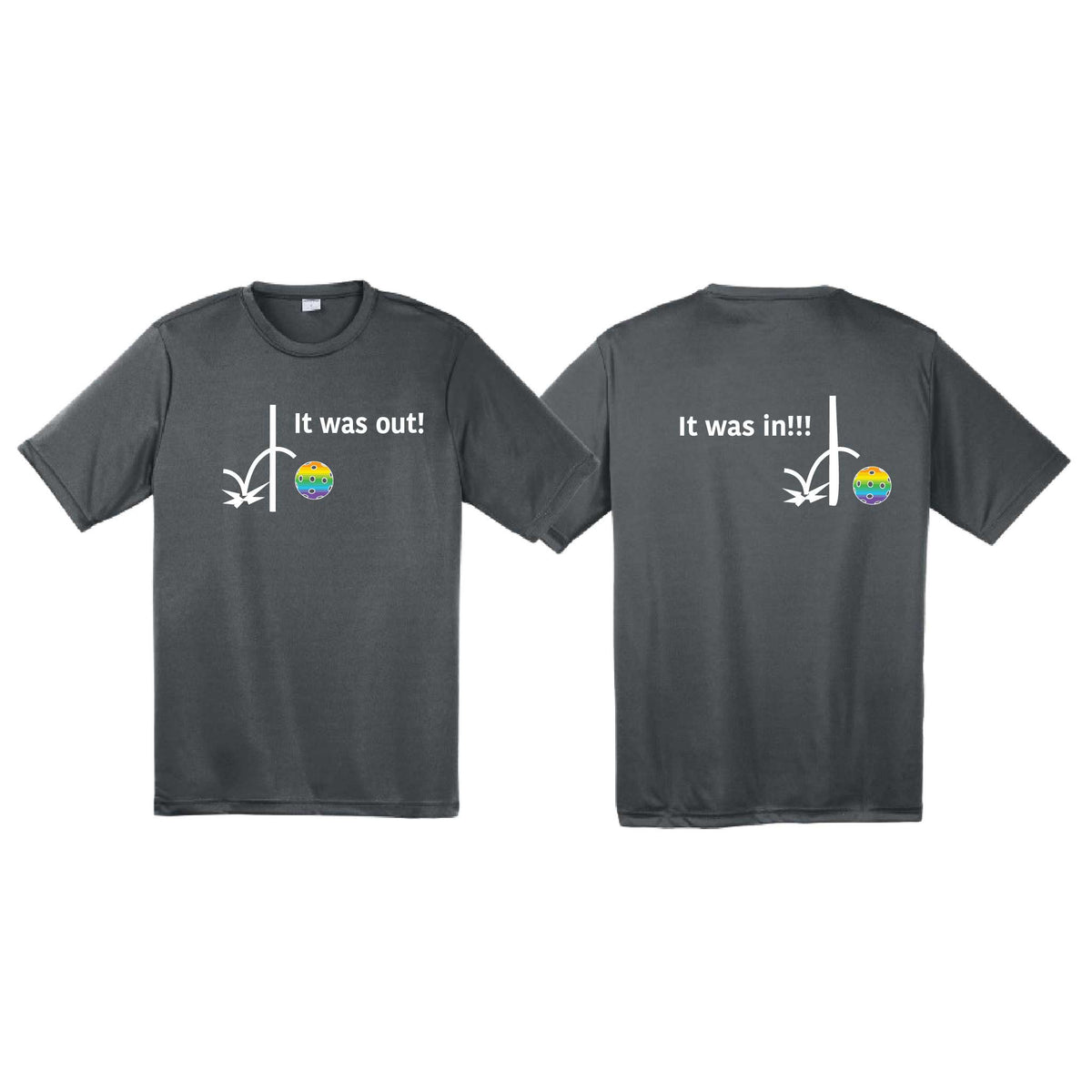 It Was Out! It Was In! (10 Custom Pickleball colors) | Men's Short Sleeve Athletic Performance T-Shirt | 100% Polyester
