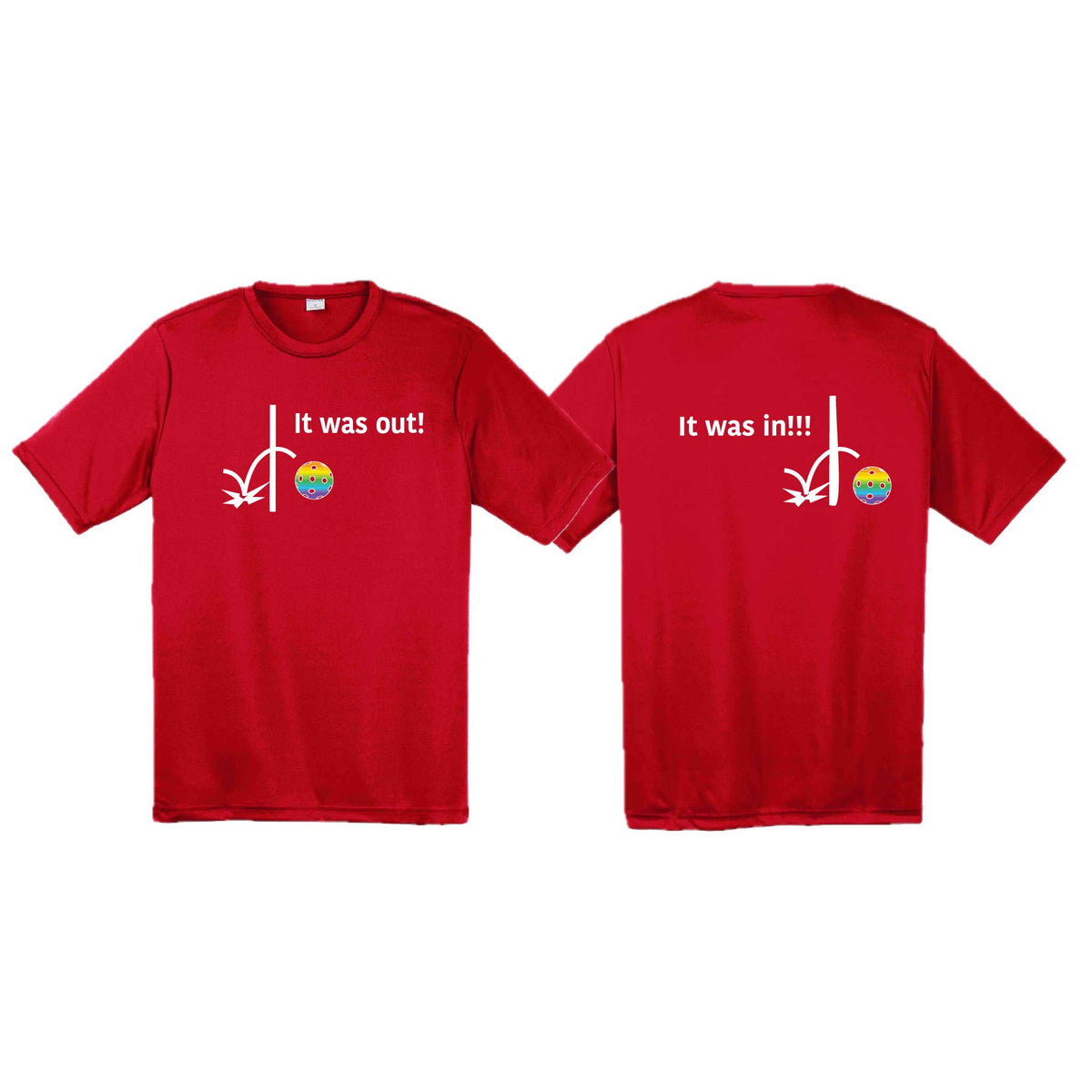 It Was Out! It Was In! (10 Custom Pickleball colors) | Men's Short Sleeve Athletic Performance T-Shirt | 100% Polyester