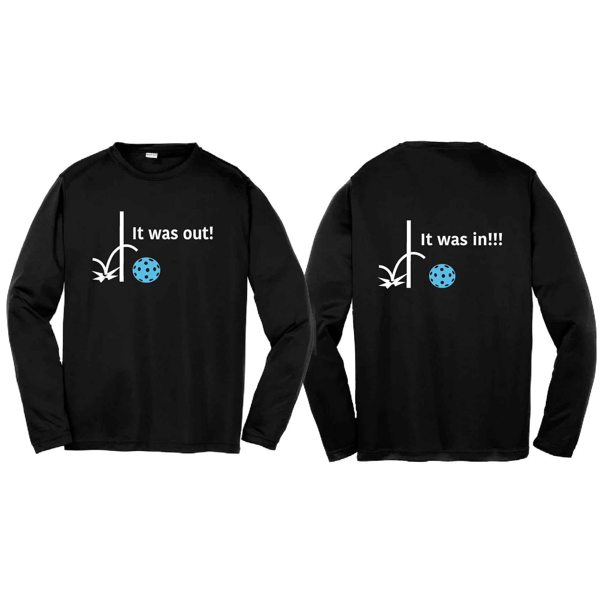 It Was Out! It Was In! (Pickleballs Cyan Green Orange) | Youth Long Sleeve Pickleball T-Shirts | 100% Polyester