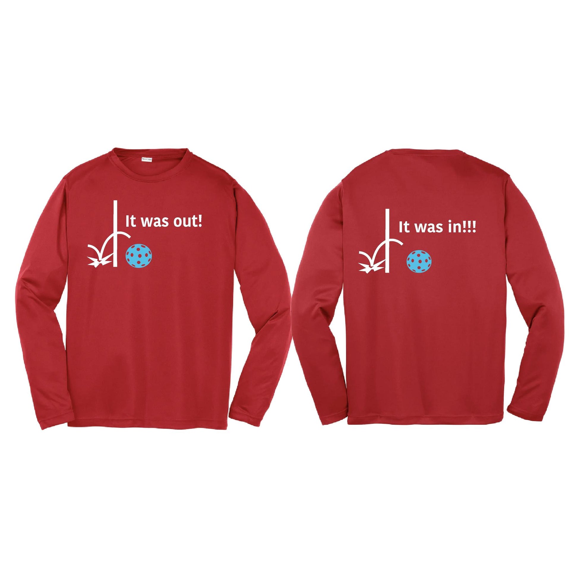 It Was Out! It Was In! (Pickleballs Cyan Green Orange) | Youth Long Sleeve Pickleball T-Shirts | 100% Polyester