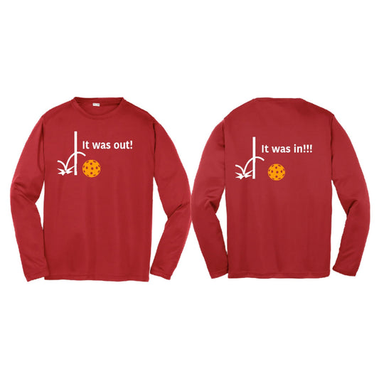 It Was Out! It Was In! (Pickleballs Cyan Green Orange) | Youth Long Sleeve Pickleball T-Shirts | 100% Polyester