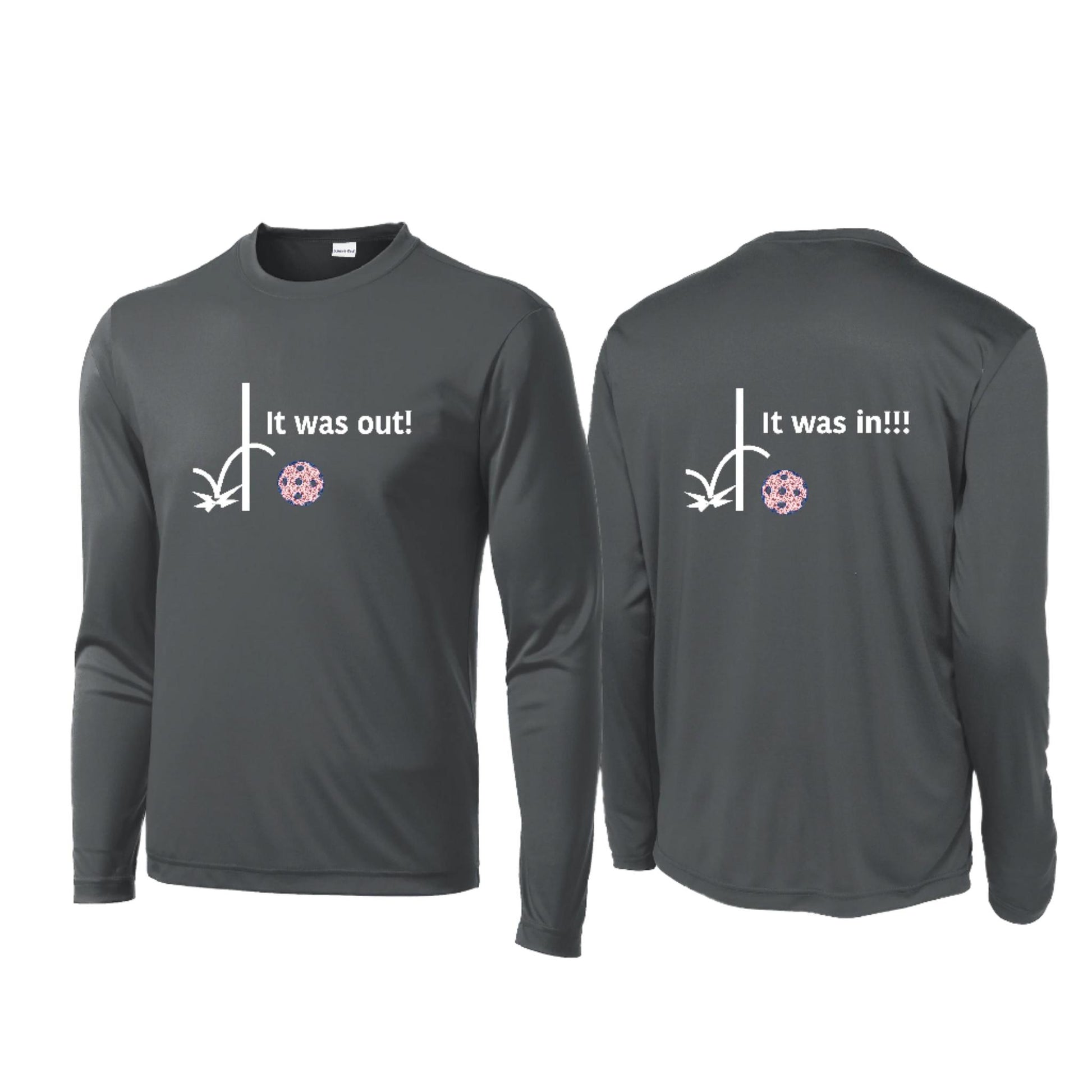 It Was Out! It Was In! (Pickleballs Patriotic Stars) | Men's Long Sleeve Performance Athletic Performance T-Shirt | 100% Polyester