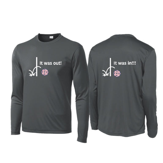 It Was Out! It Was In! (Pickleballs Patriotic Stars) | Men's Long Sleeve Performance Athletic Performance T-Shirt | 100% Polyester