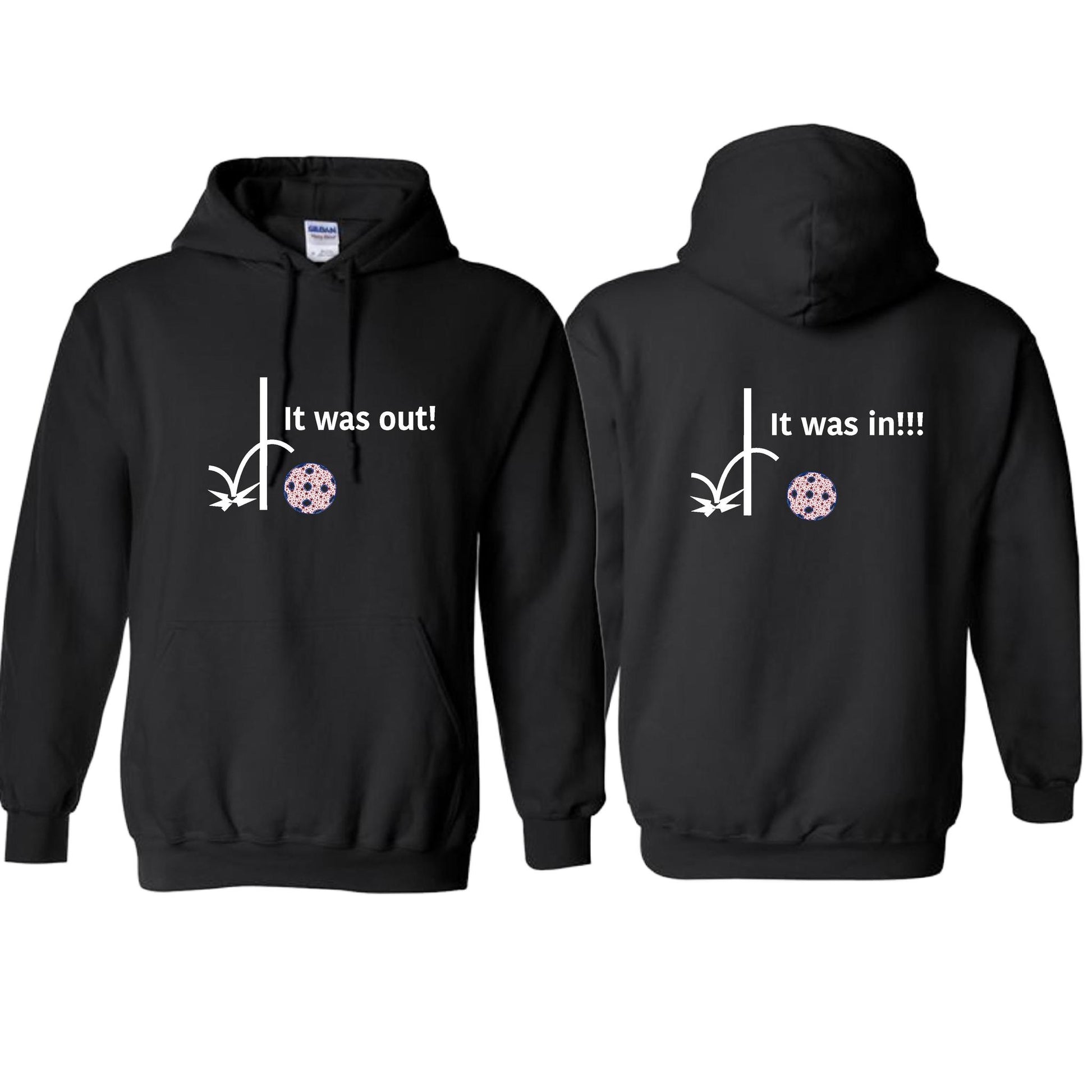 It Was Out! It Was In! (Pickleballs Patriotic Stars) | Unisex Hoodie Athletic Sweatshirt | 50% Cotton/50% Polyester