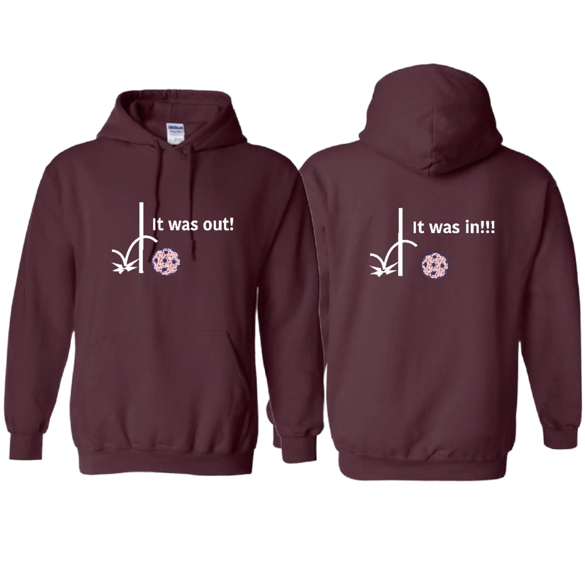 It Was Out! It Was In! (Pickleballs Patriotic Stars) | Unisex Hoodie Athletic Sweatshirt | 50% Cotton/50% Polyester