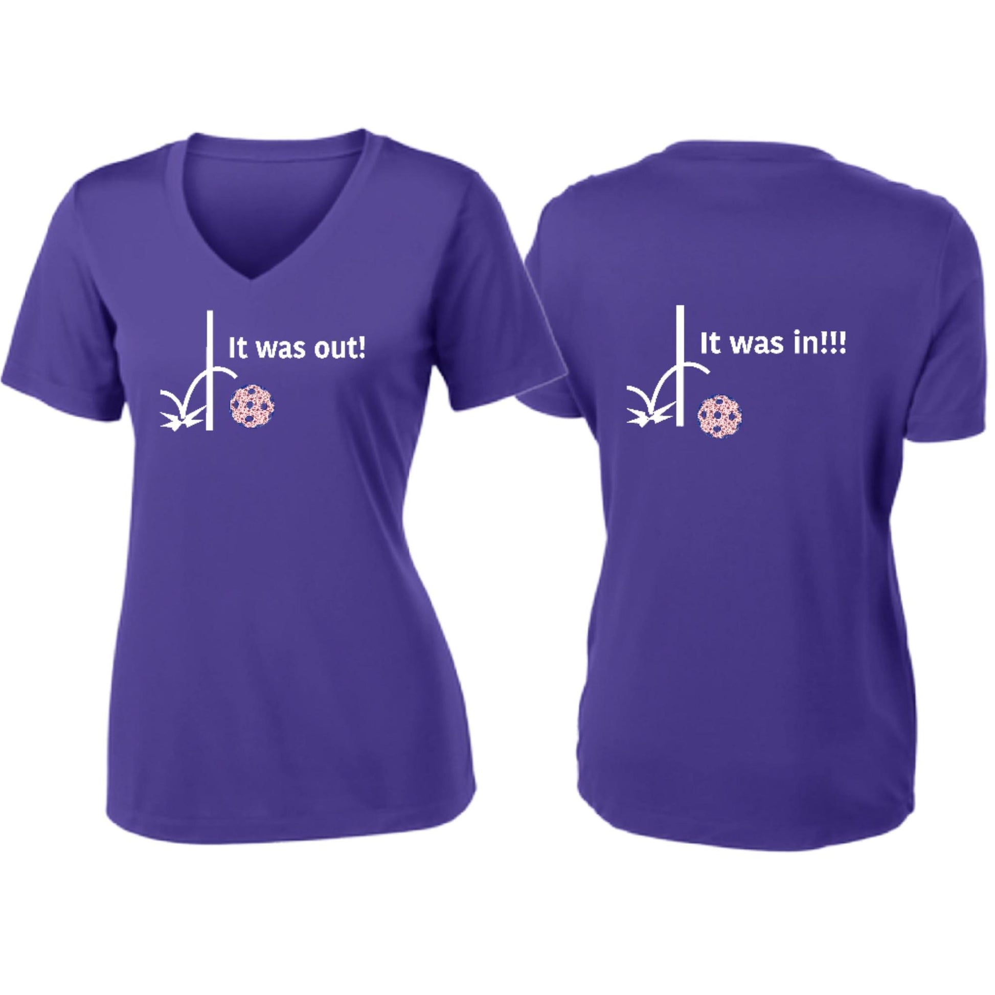It Was Out! It Was In! (Pickleballs Patriotic Stars) | Women's Short Sleeve V-Neck Pickleball T-Shirts | 100% Polyester