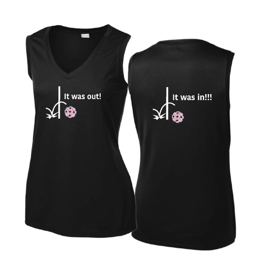 It Was Out! It Was In! (Pickleballs Patriotic Stars) | Women’s Sleeveless Athletic Performance T-Shirt | 100% Polyester