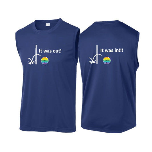 It Was Out! It Was In! (Pickleballs Pink Purple Rainbow) | Men's Sleeveless Athletic Performance T-Shirt | 100% Polyester