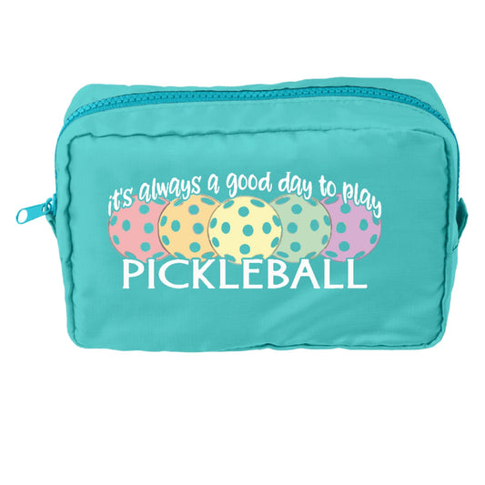 It's Always a Good Day to Play Pickleball | Pickleball Dimensional Cosmetic Pouch Bag | Small Size Court Dimensional Bag
