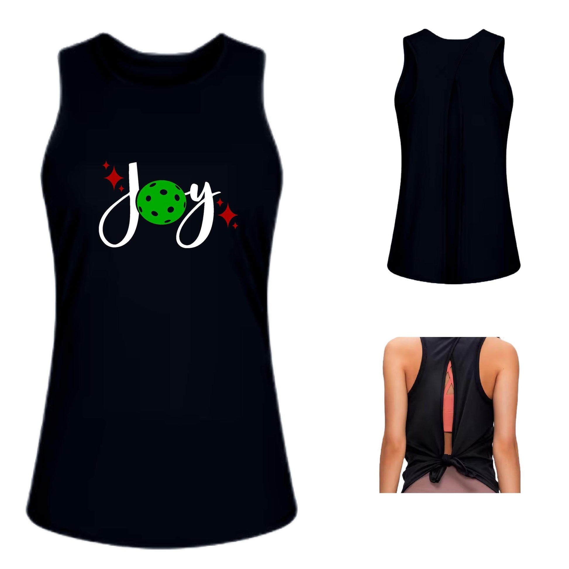 Joy | Women's Split Back or Tied Back Pickleball Performance Tank | 80/20 Nylon Spandex Mix