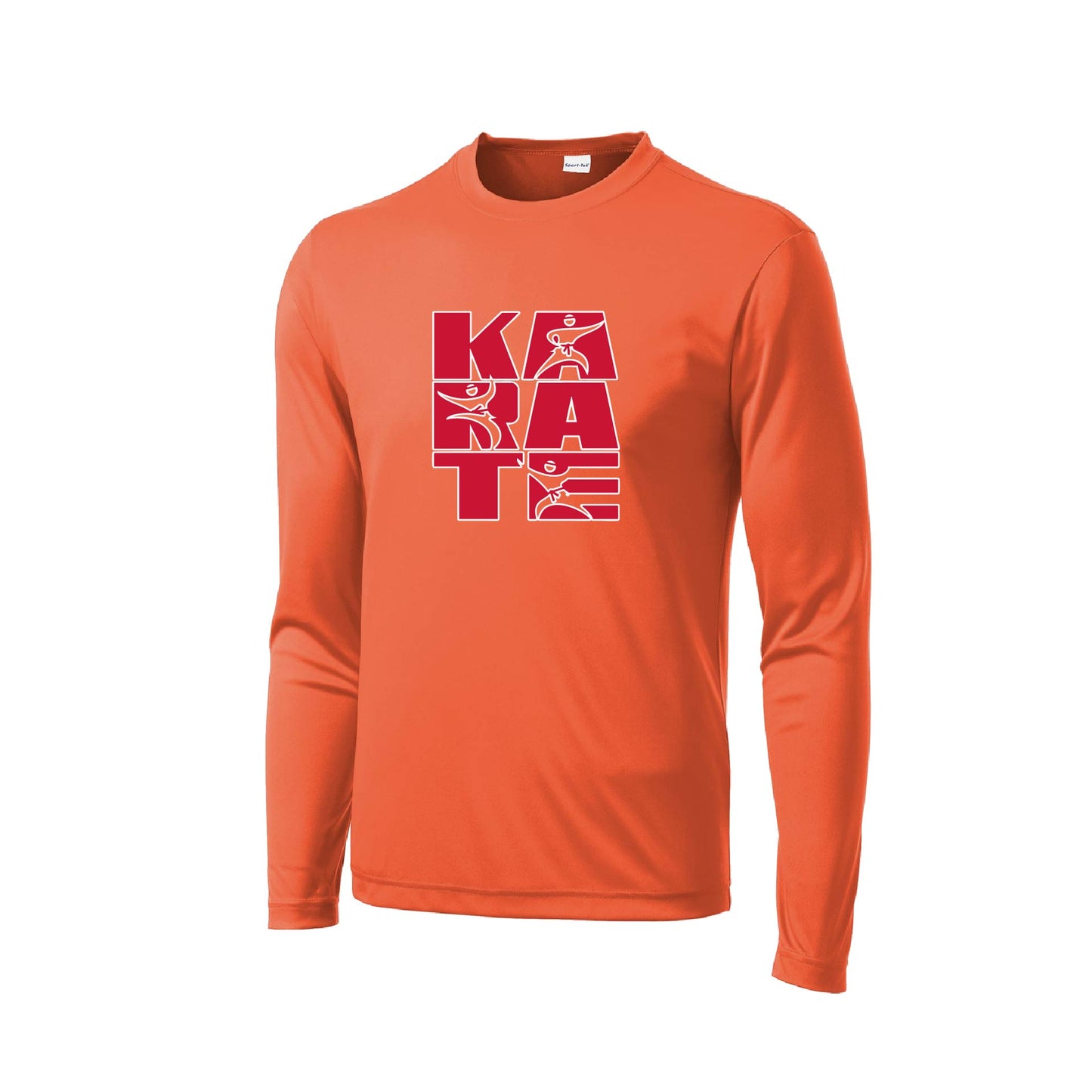 Karate Stacked | Men's Long Sleeve Athletic Karate Performance T-Shirt | 100% Polyester