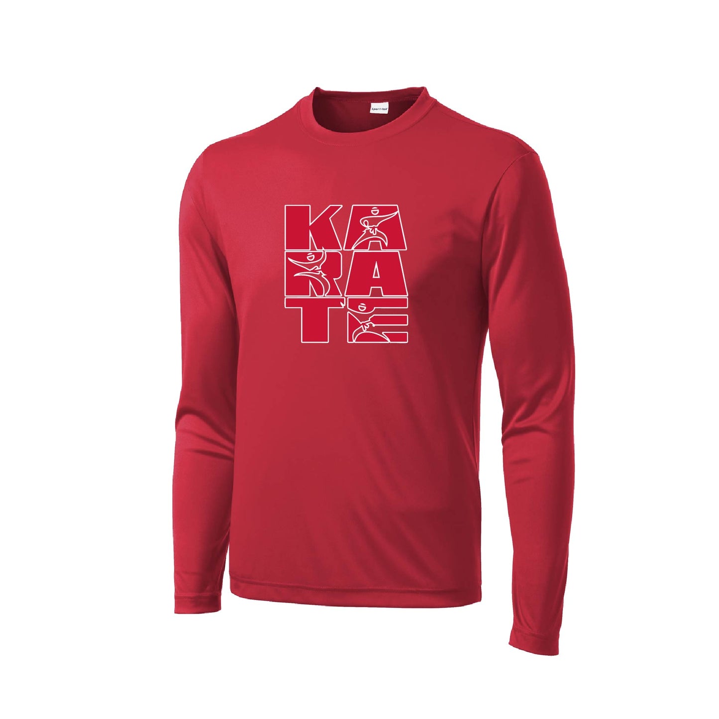 Karate Stacked | Men's Long Sleeve Athletic Karate Performance T-Shirt | 100% Polyester