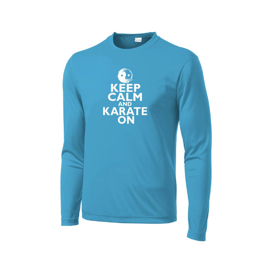 Keep Calm and Karate On | Men's Long Sleeve Athletic Karate Performance T-Shirt | 100% Polyester