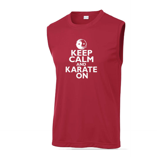 Keep Calm and Karate On | Men's Sleeveless Athletic Karate Performance T-Shirt | 100% Polyester