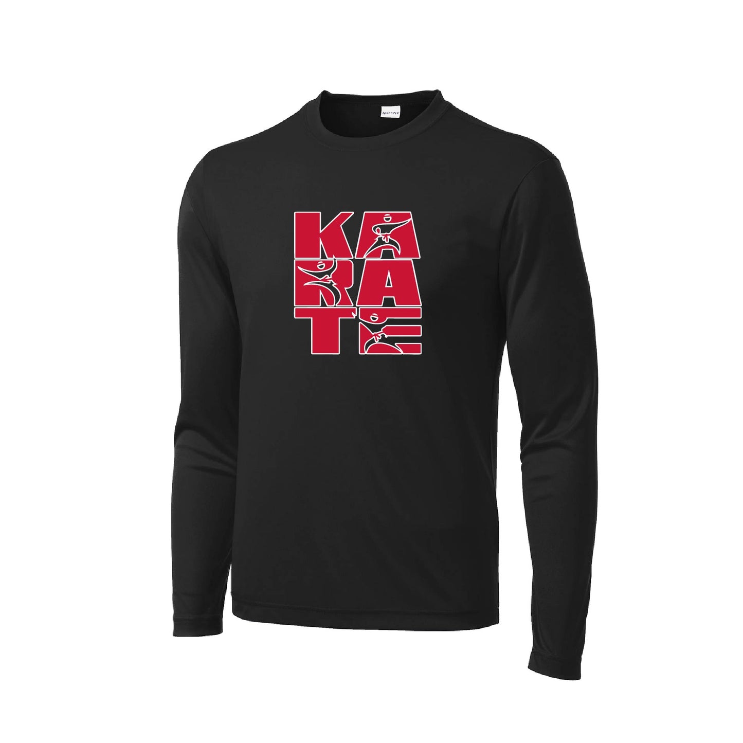 Karate Stacked | Men's Long Sleeve Athletic Karate Performance T-Shirt | 100% Polyester