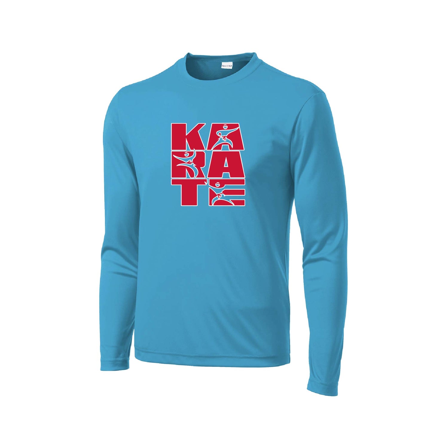 Karate Stacked | Men's Long Sleeve Athletic Karate Performance T-Shirt | 100% Polyester