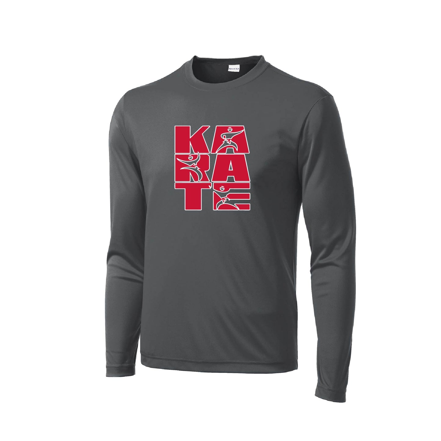 Karate Stacked | Men's Long Sleeve Athletic Karate Performance T-Shirt | 100% Polyester