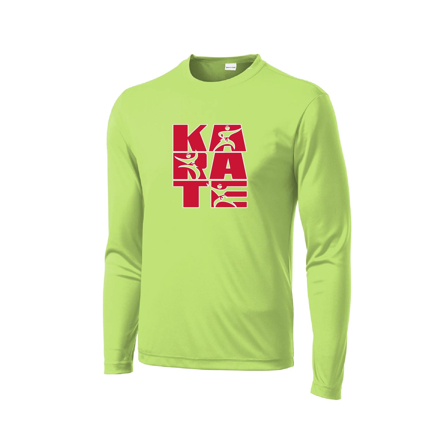 Karate Stacked | Men's Long Sleeve Athletic Karate Performance T-Shirt | 100% Polyester