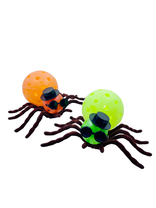 Cool Pickleball Spiders in Sunglasses and Top Hat | Pickleball Halloween Gifts And Decor