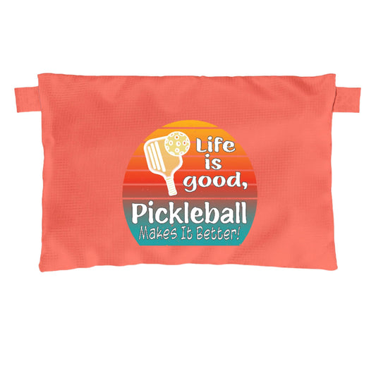 Life is Good Pickleball Makes it Better | Pickleball Cosmetic Stash Pouch Bag | Small Size Court Stash Bag