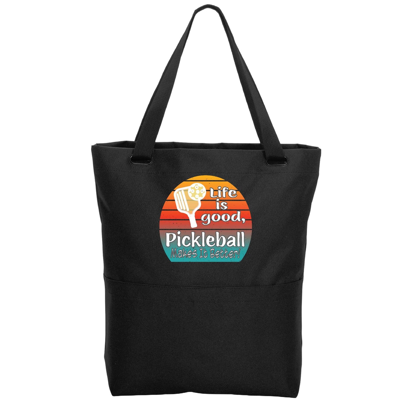 Life is Good Pickleball Makes it Better | Pickleball Sports Convertible Tote Bag | Medium Size Court Tote Bag