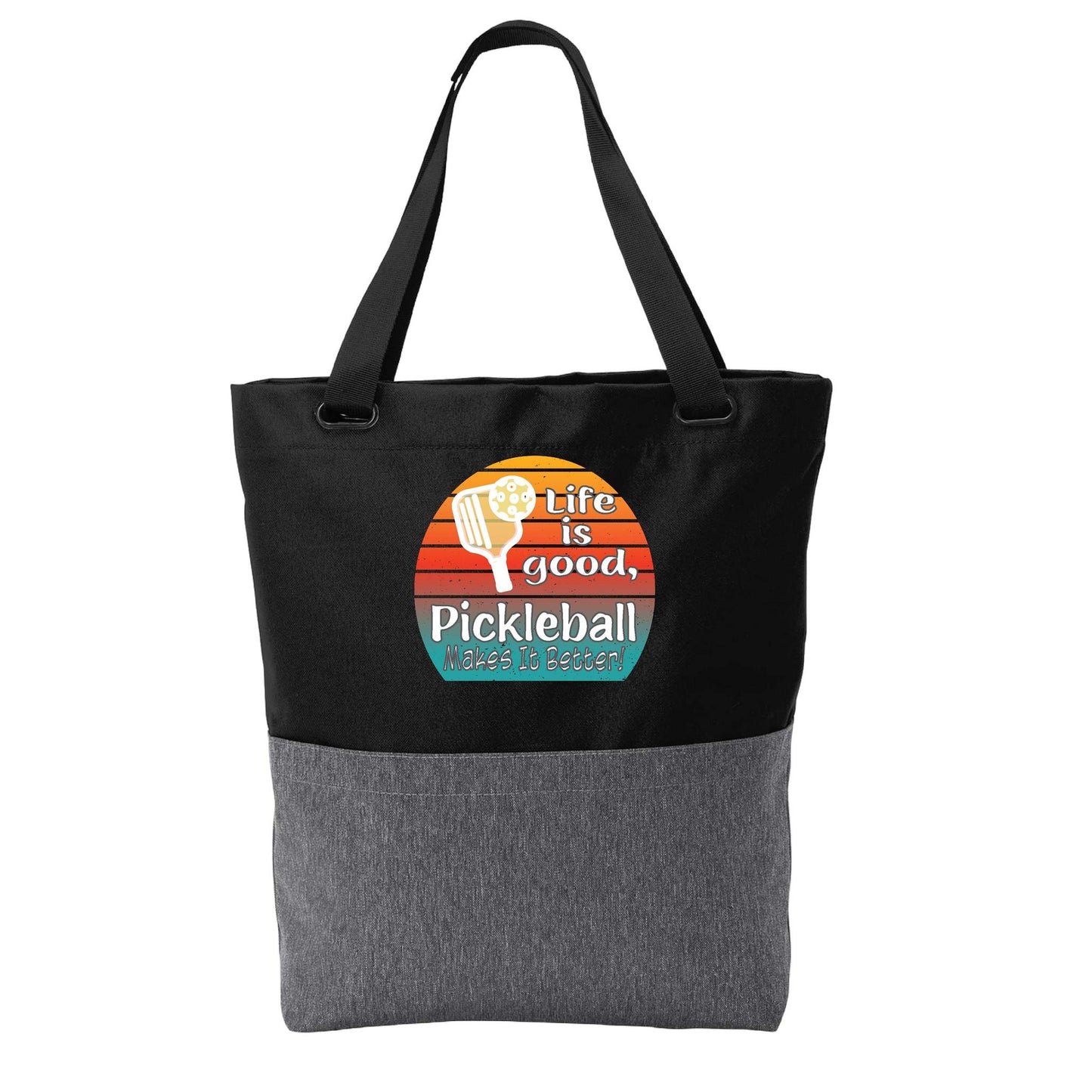 Life is Good Pickleball Makes it Better | Pickleball Sports Convertible Tote Bag | Medium Size Court Tote Bag