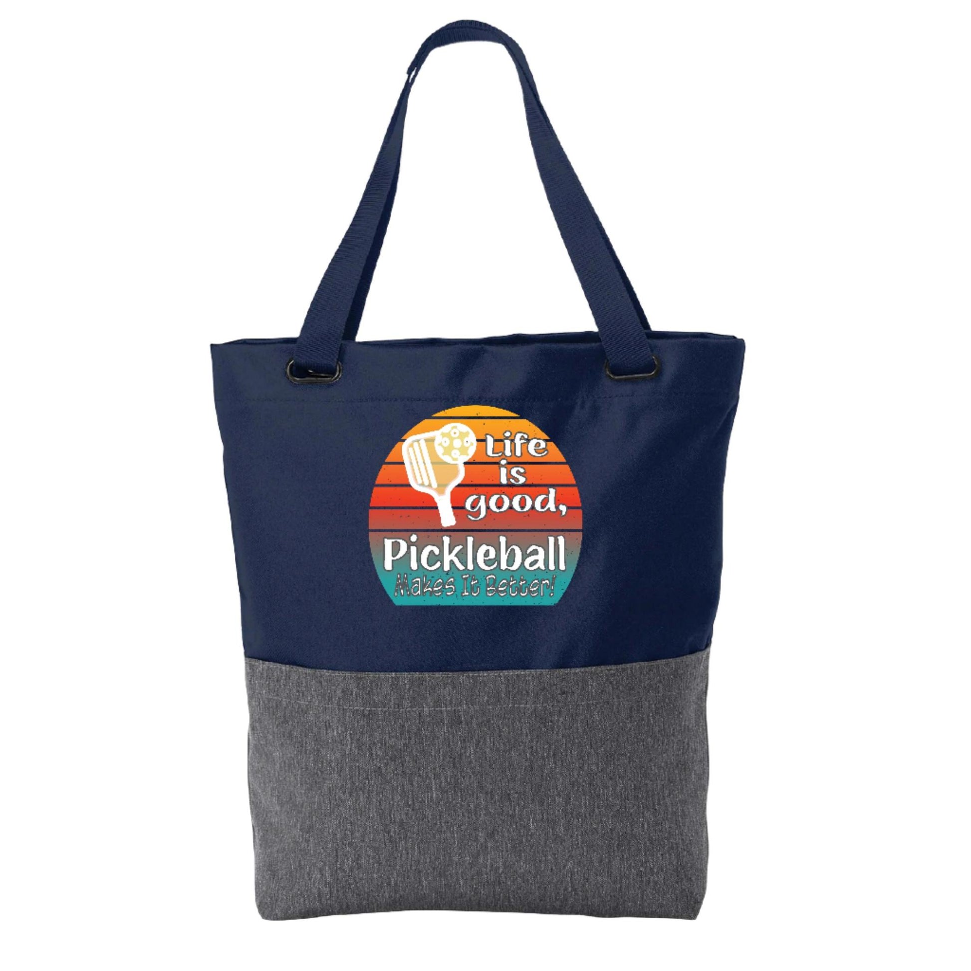 Life is Good Pickleball Makes it Better | Pickleball Sports Convertible Tote Bag | Medium Size Court Tote Bag