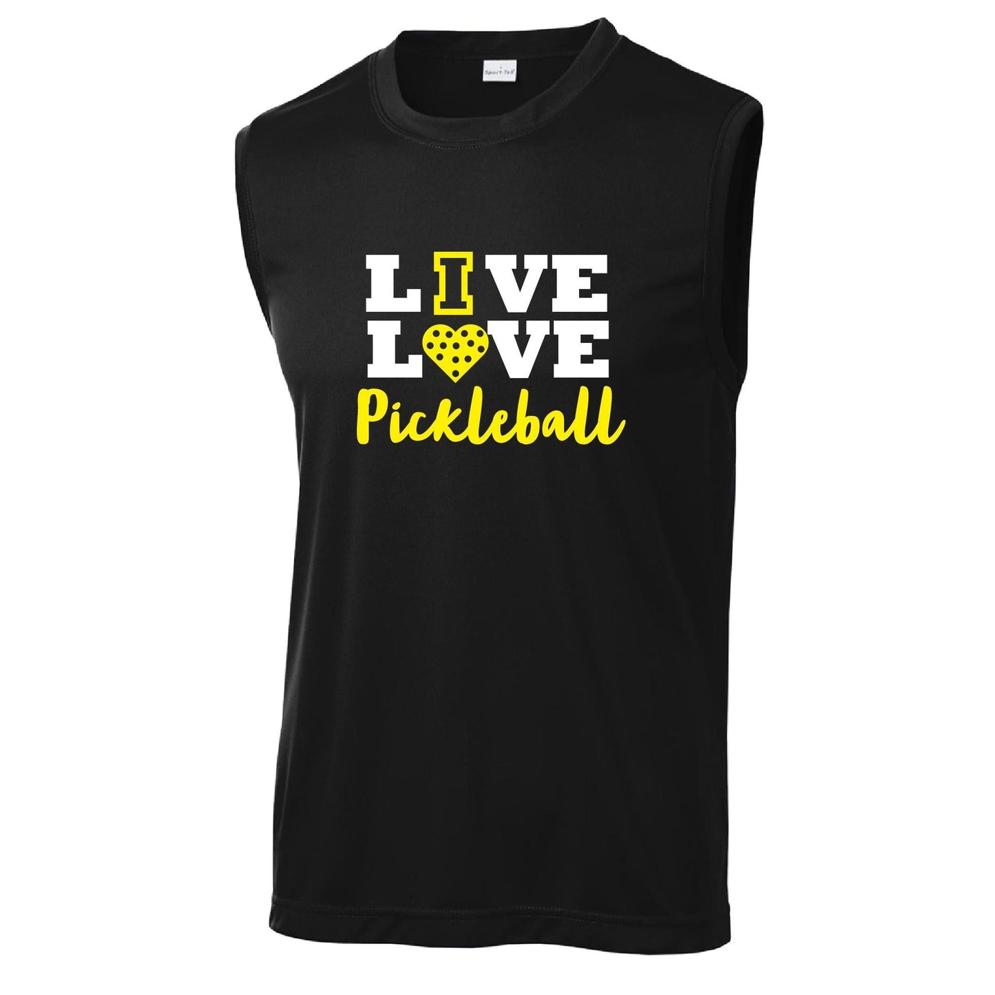 Live Love Pickleball | Men's Sleeveless Pickleball Performance T-Shirt | 100% Polyester