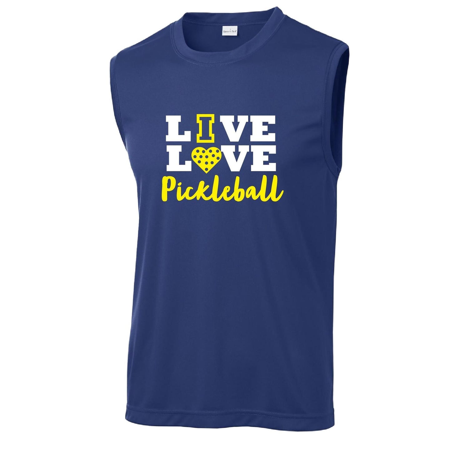Live Love Pickleball | Men's Sleeveless Pickleball Performance T-Shirt | 100% Polyester
