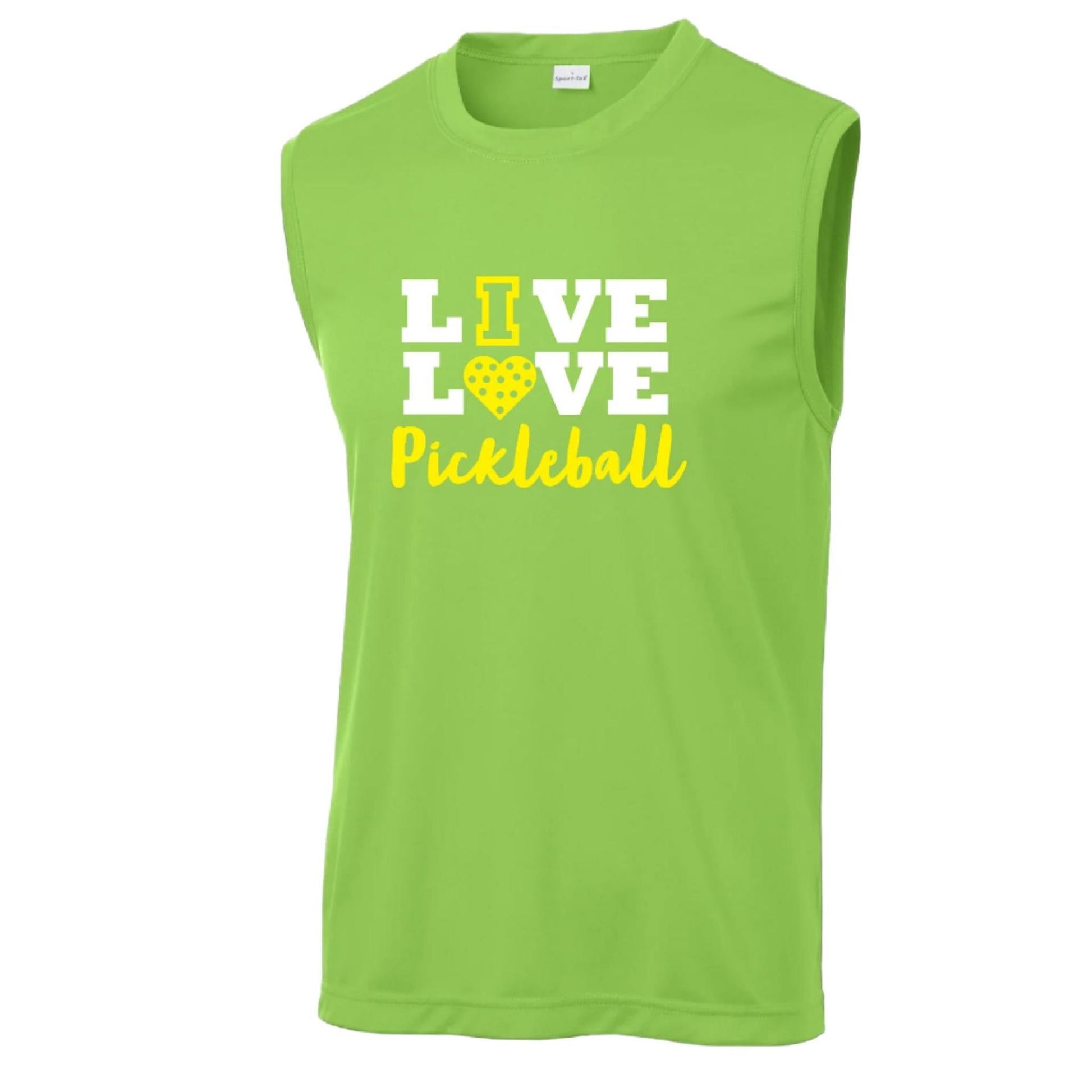 Live Love Pickleball | Men's Sleeveless Pickleball Performance T-Shirt | 100% Polyester
