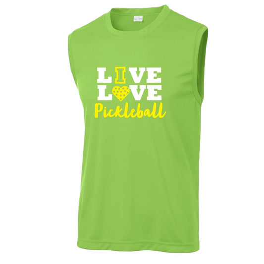Live Love Pickleball | Men's Sleeveless Pickleball Performance T-Shirt | 100% Polyester