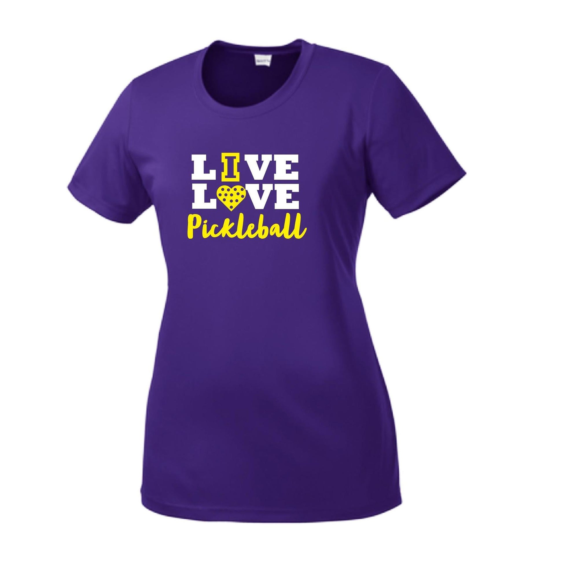 Live Love Pickleball | Women’s Short Sleeve Crewneck Pickleball Performance T-Shirts | 100% Polyester