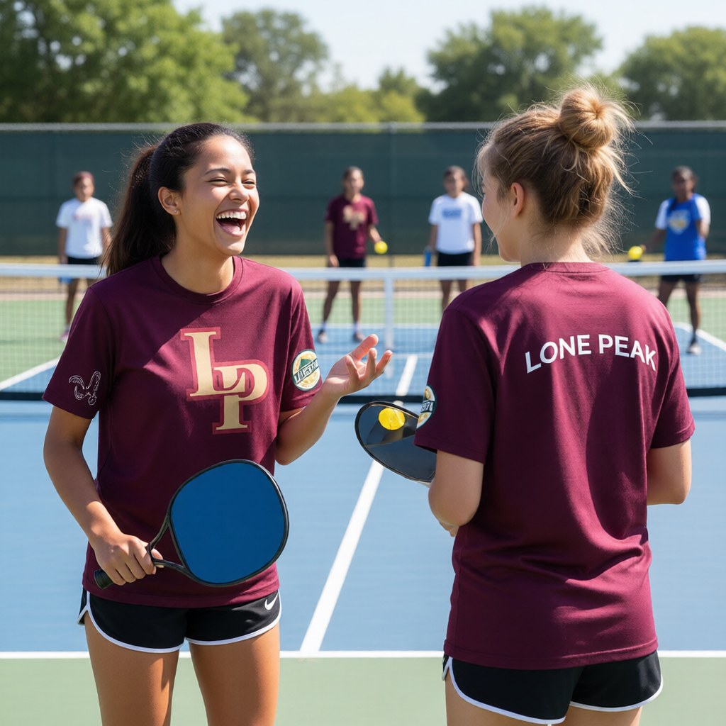 Lone Peak High UHSPA Initials Design | Women's Short Sleeve Crewneck T-Shirts | 100% Polyester