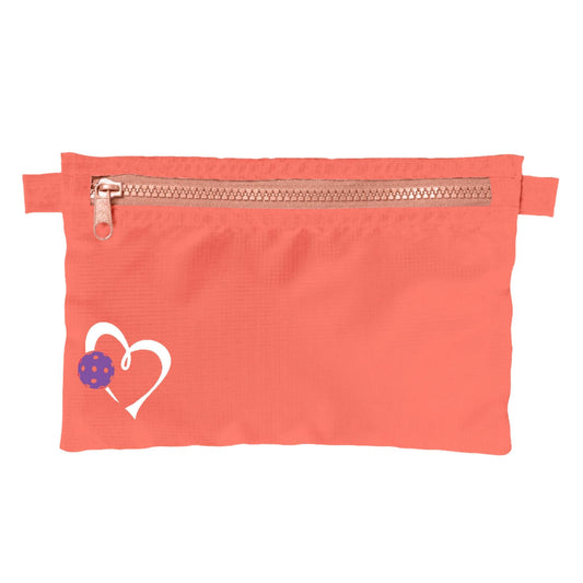 Love Pickleball (Pink And Purple) | Pickleball Cosmetic Stash Pouch Bag | Small Size Court Stash Bag