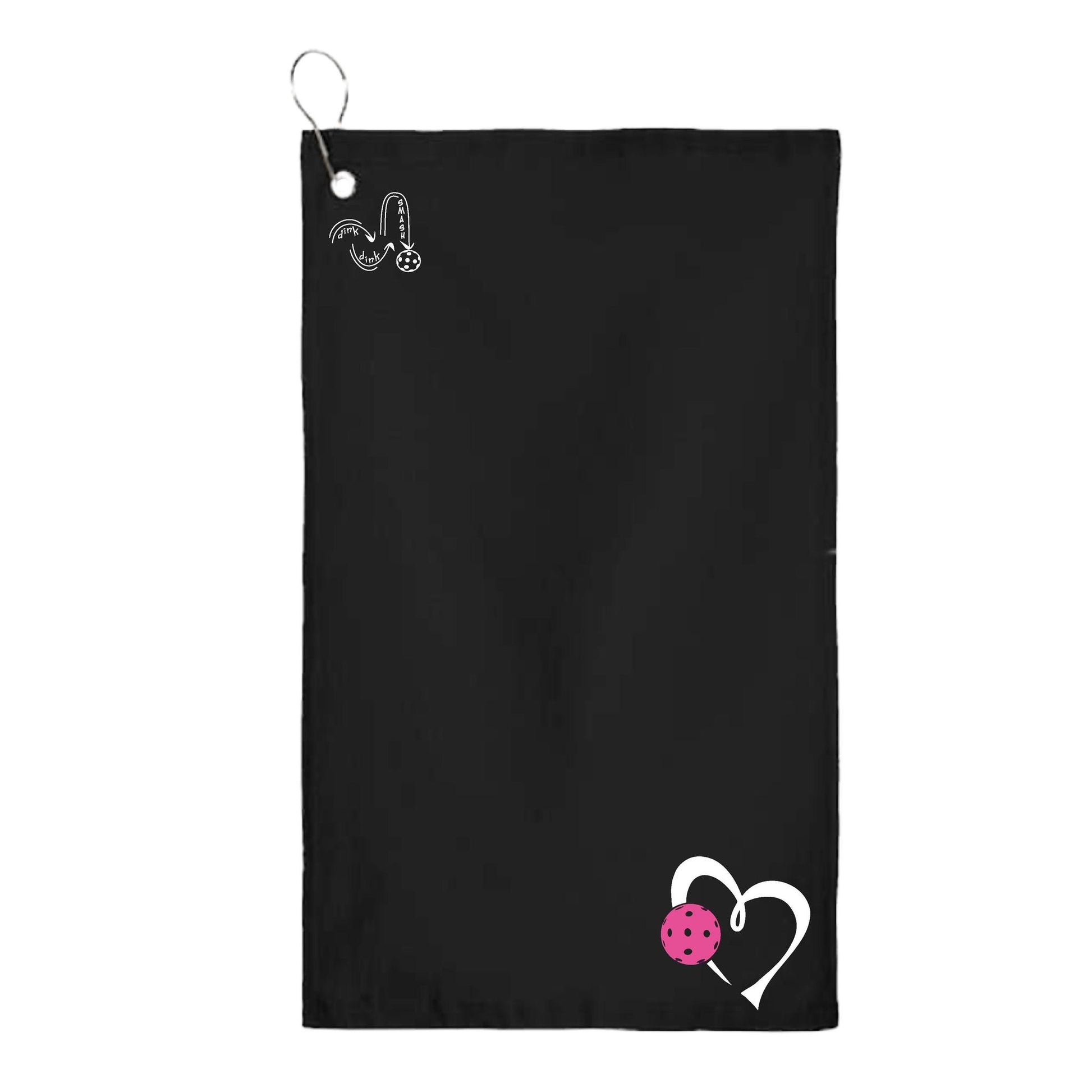 Love Pickleball (Pink) | Pickleball Court Towels | Grommeted 100% Cotton Terry Velour