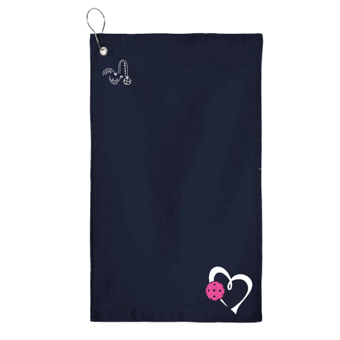 Love Pickleball (Pink) | Pickleball Court Towels | Grommeted 100% Cotton Terry Velour