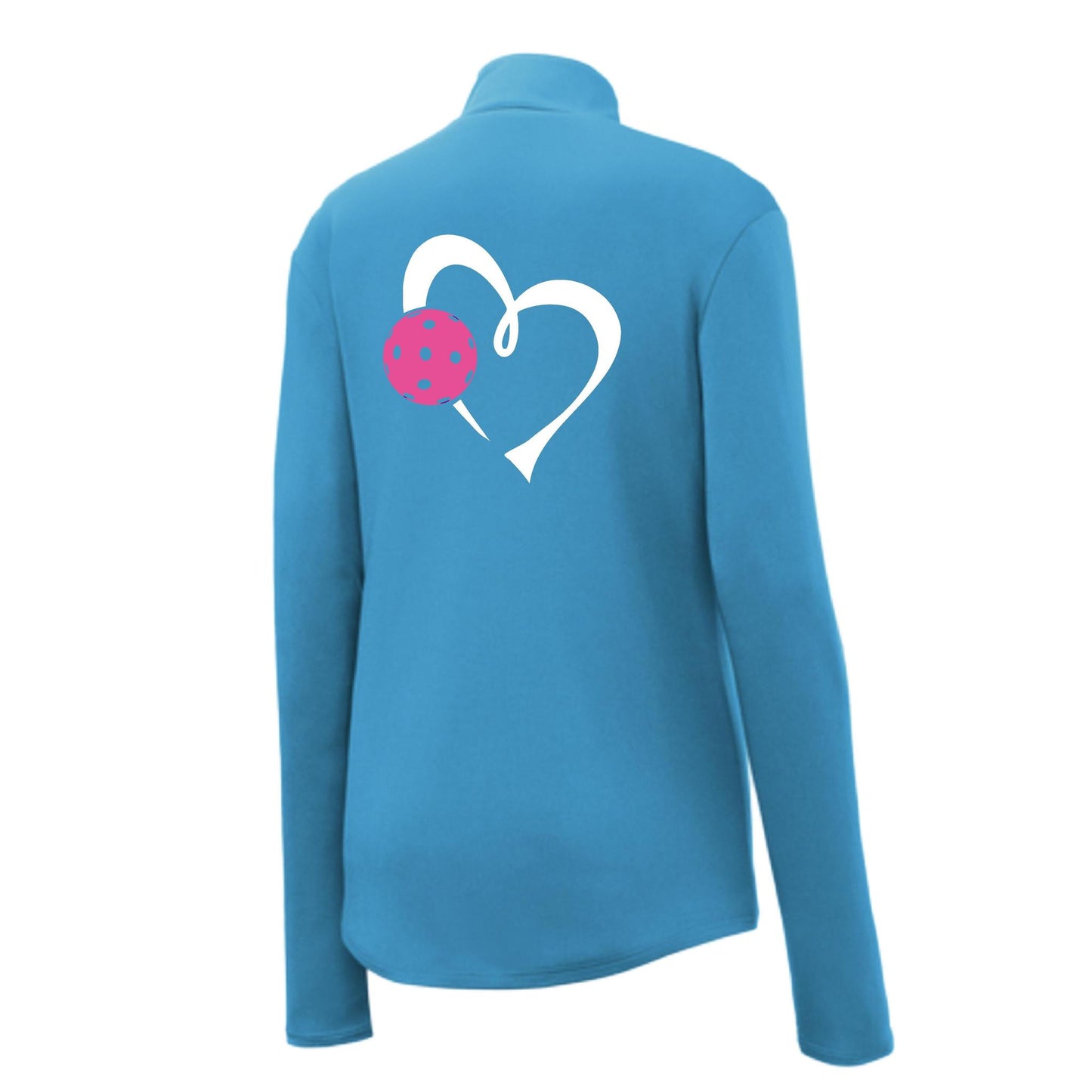 Love Pickleball (Pink) | Women's 1/4 Zip Pullover Athletic Performance Shirt | 100% Polyester